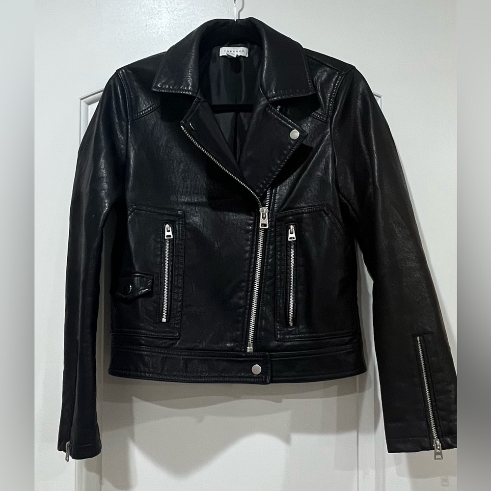 Topshop Faux Leather Moto Jacket